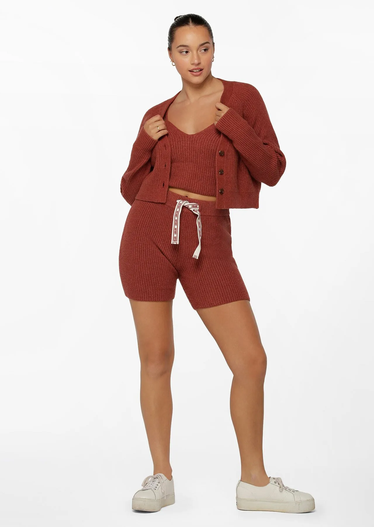 Merino Blend Knit Cardi | Brown | Long Sleeve | Lorna Jane Australia