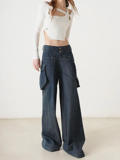 Mid-low Waist Washed Loose Jeans