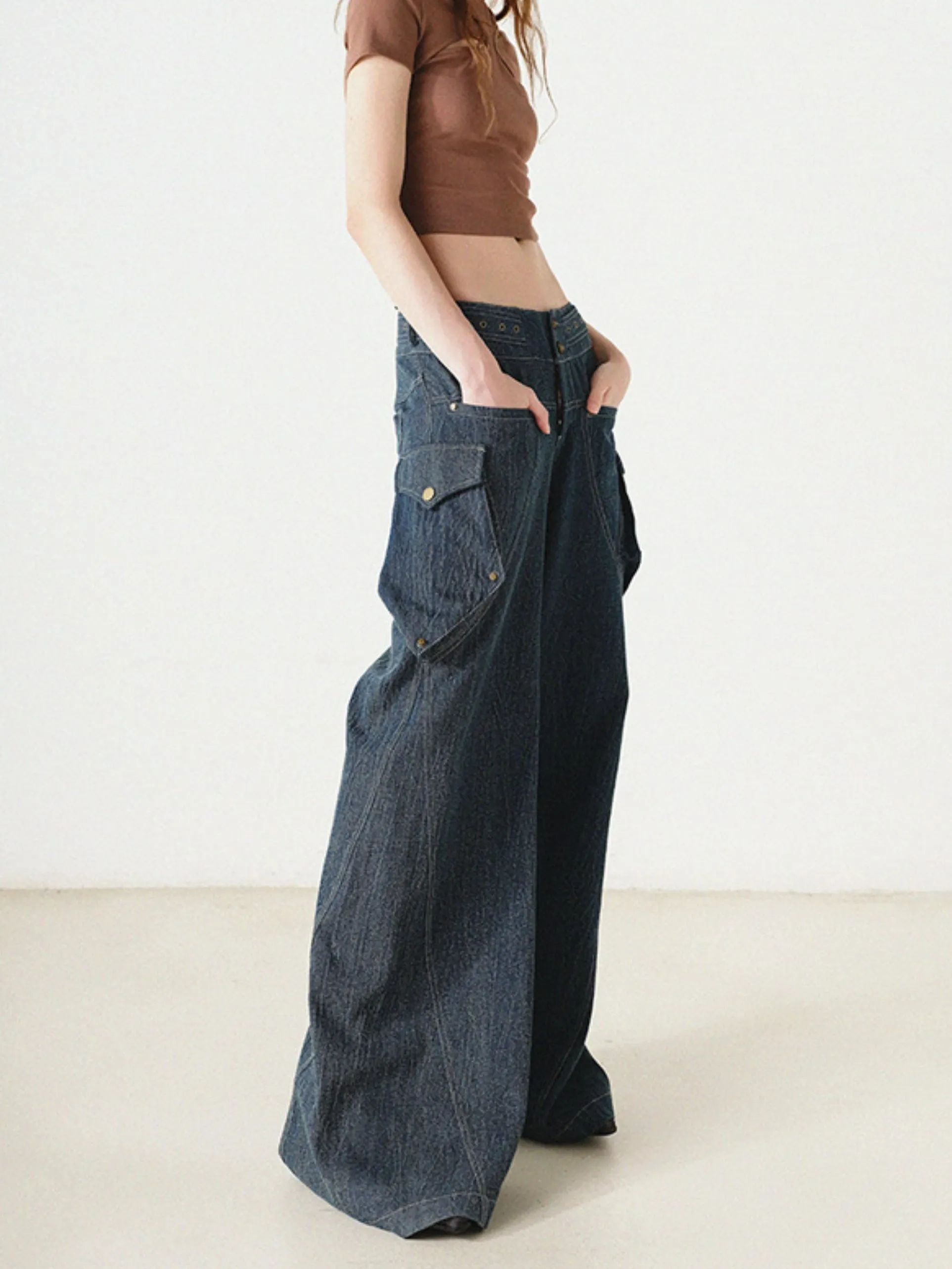 Mid-low Waist Washed Loose Jeans