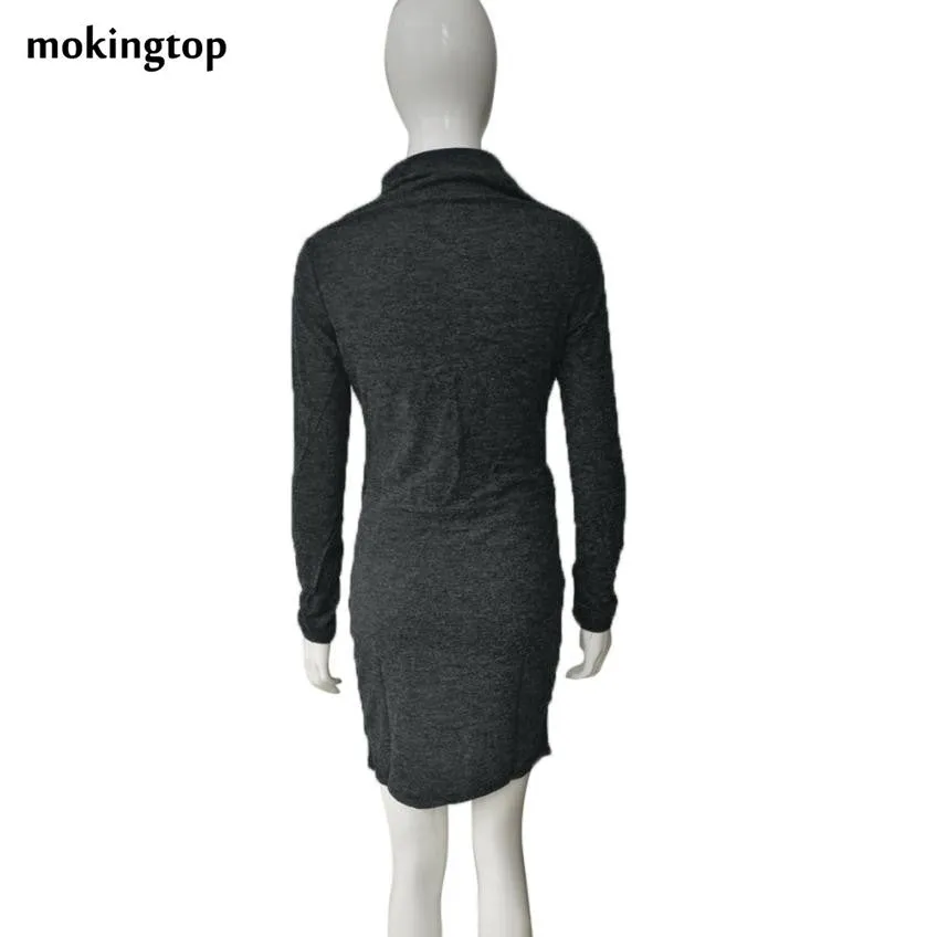 mokingtop Long Sleeve Women Dress Elegant Ladies Autumn Casual Wear Dress Package Hip Slim Office Dress Roupas Femininas#A11 SM6