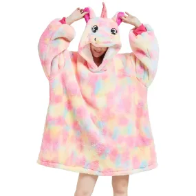 My Snuggy - Adult Pink Rainbow Unicorn Hoodie Blanket