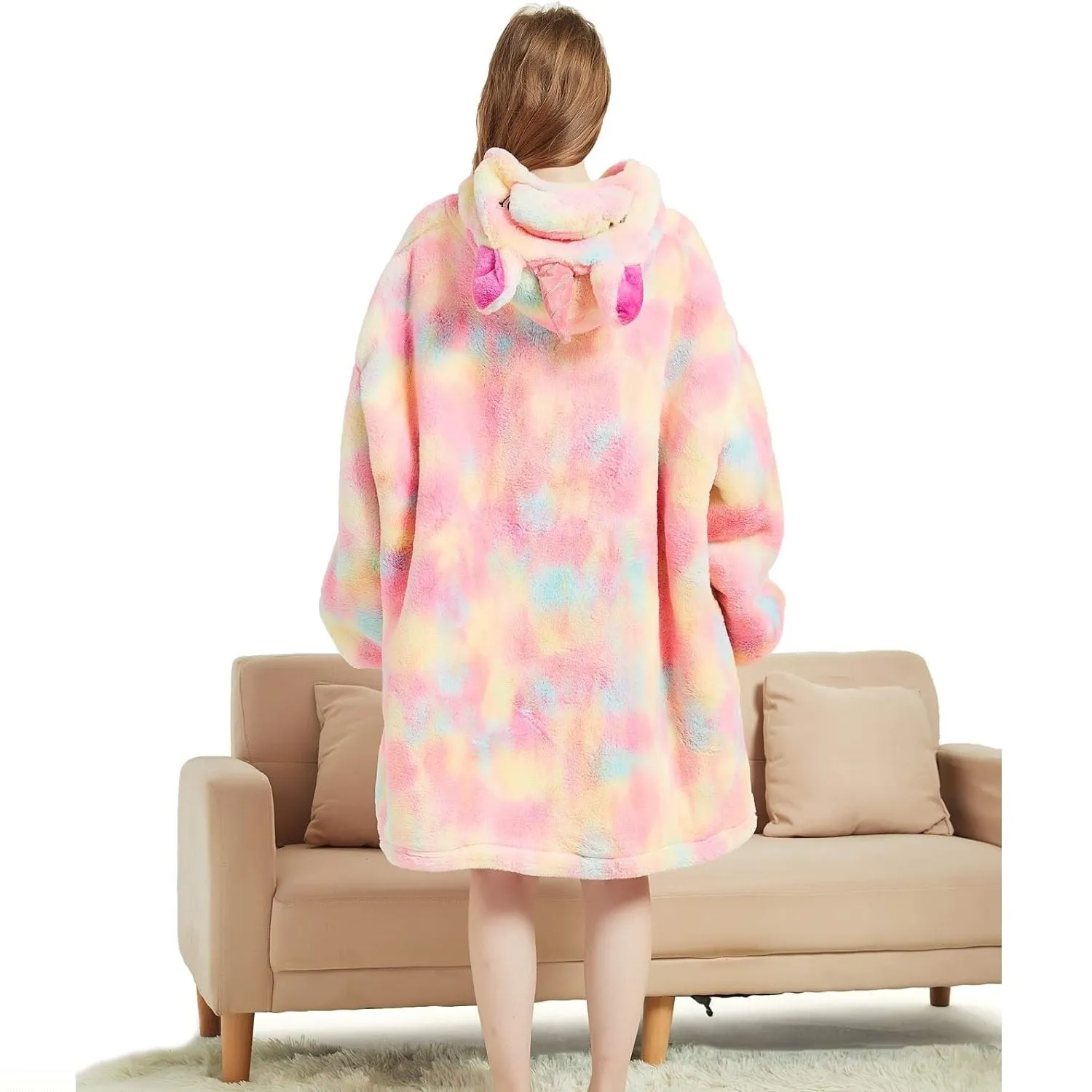 My Snuggy - Adult Pink Rainbow Unicorn Hoodie Blanket