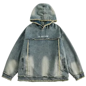 'Nomad' Frayed Denim Hoodie