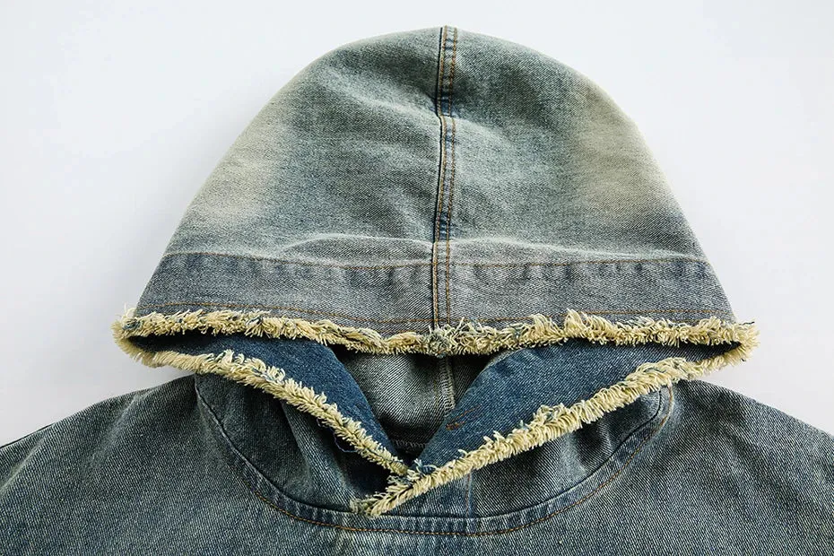 'Nomad' Frayed Denim Hoodie