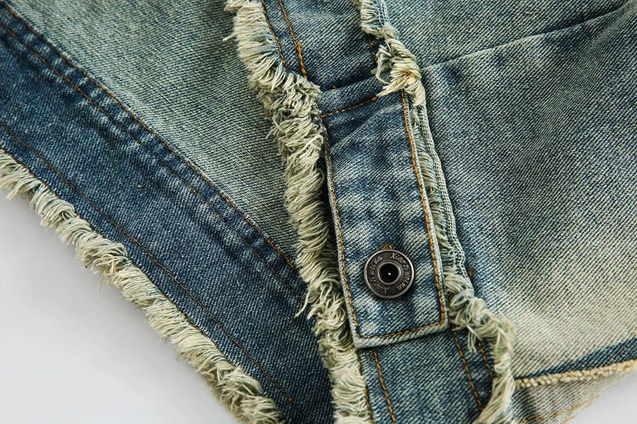 'Nomad' Frayed Denim Hoodie