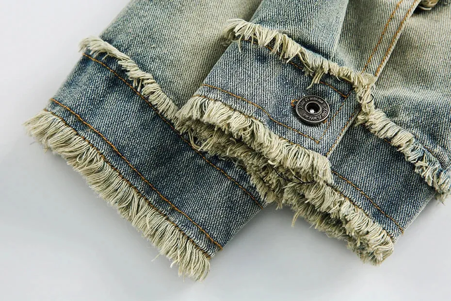 'Nomad' Frayed Denim Hoodie