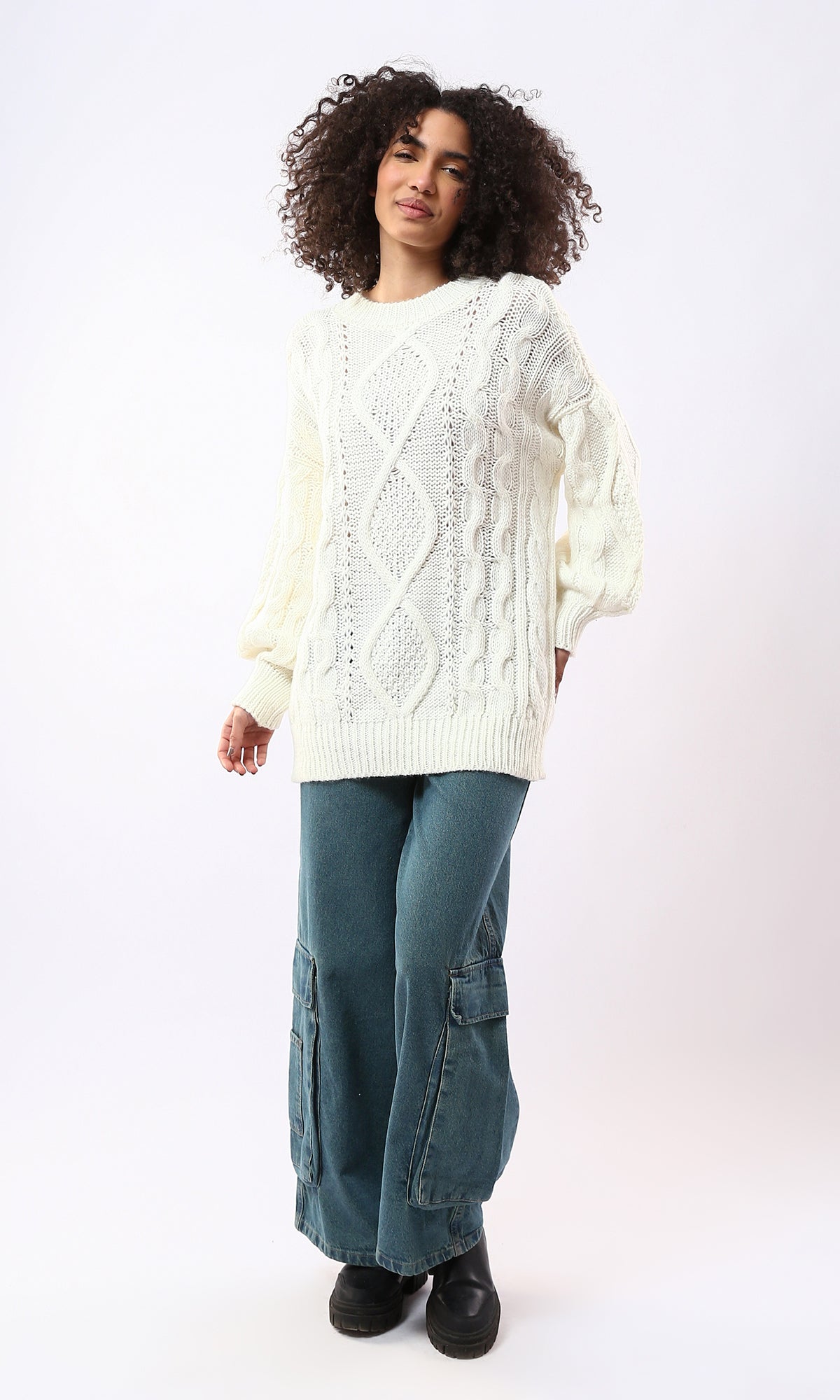 O168918 Off-White Slip On Regular Long Pullover