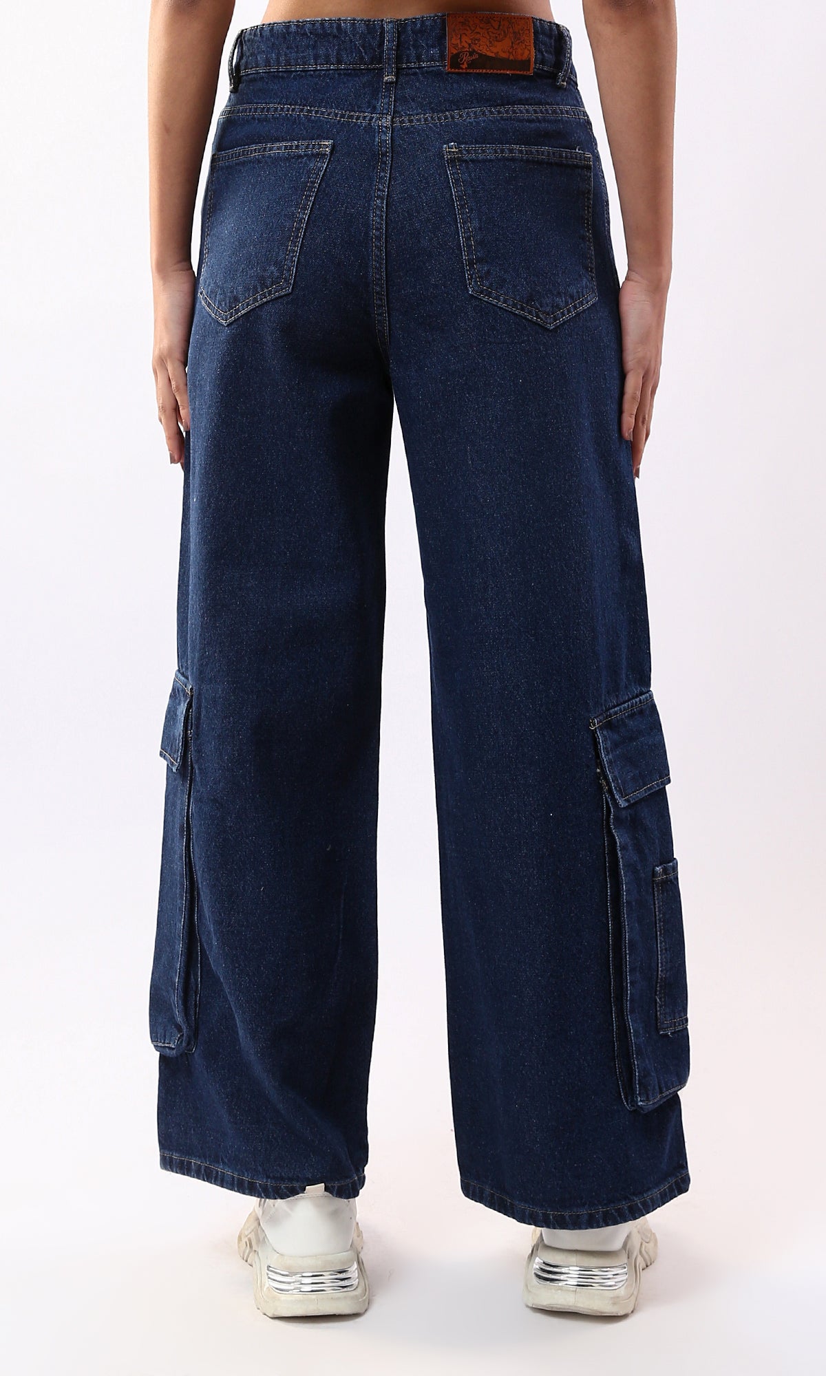 O177962 Regular Fit Wide Leg Solid Casual Jeans - Dark Blue