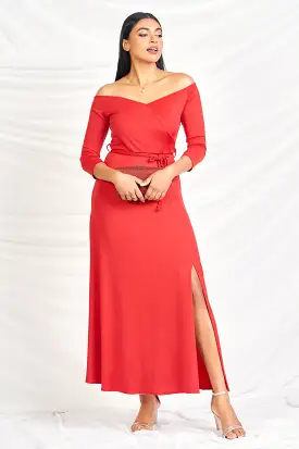 Off Shoulder Maxi Dress - Slim Fit