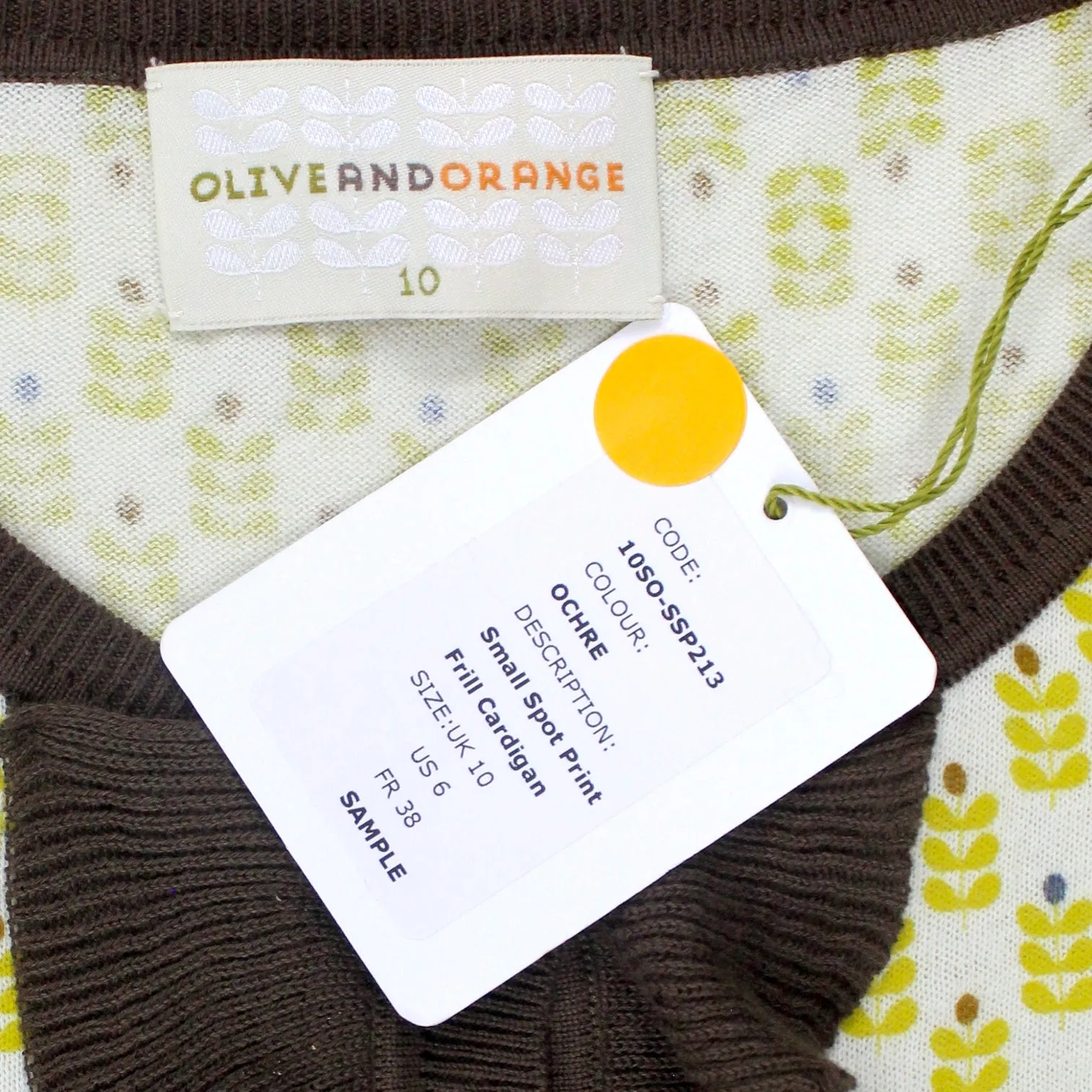 Olive & Orange Ochre Frill Cardigan