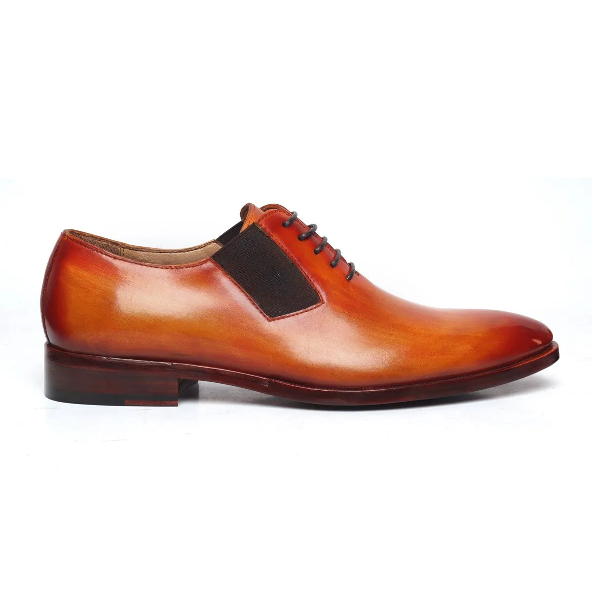 Orange Tanned Leather Side Elastic Lazy-man Oxfords by Brune & Bareskin