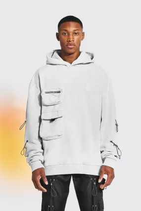 Oversized Acid Wash Utility Hoodie