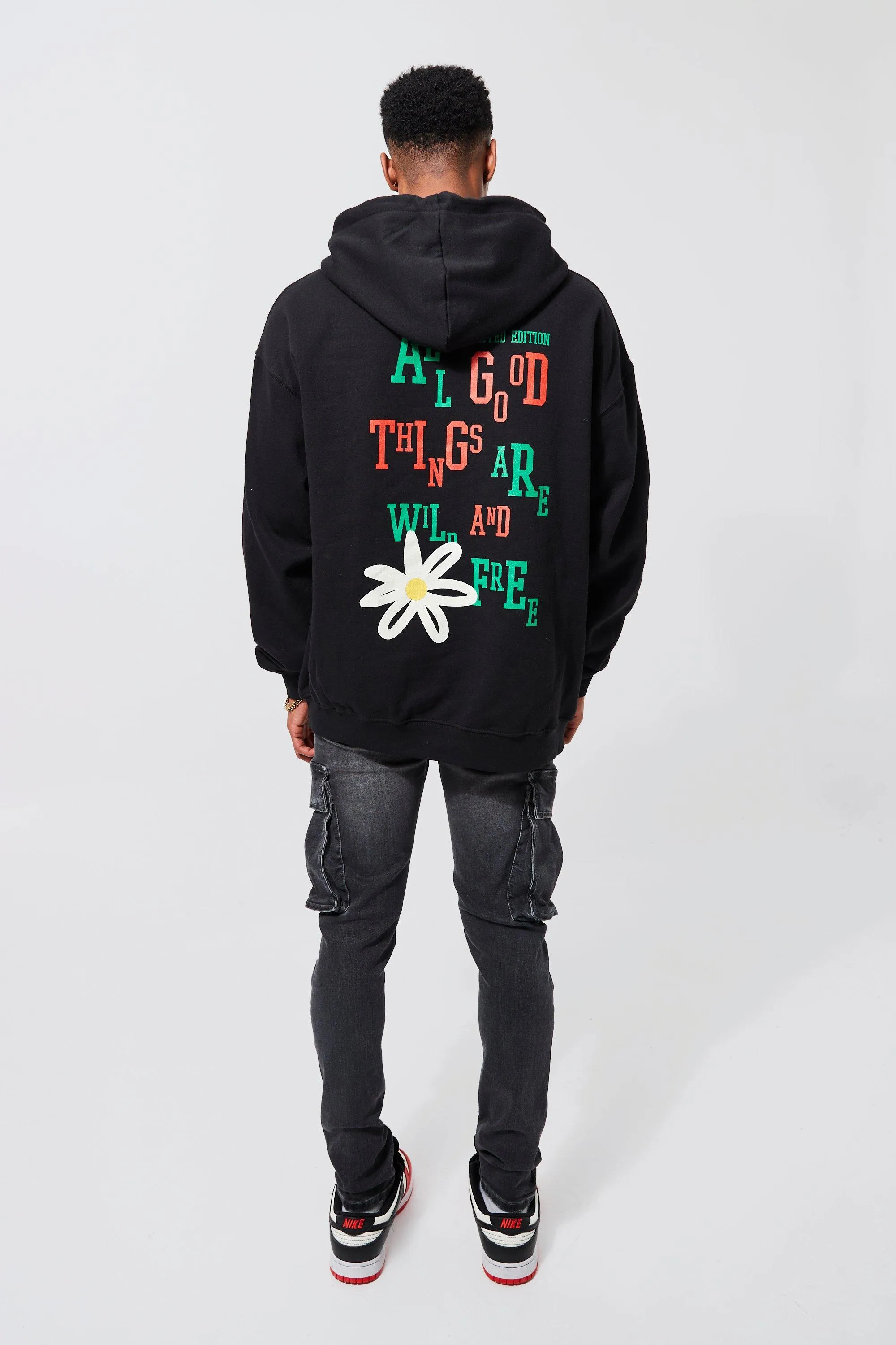 Oversized All Good Things Print Hoodie | boohooMAN UK