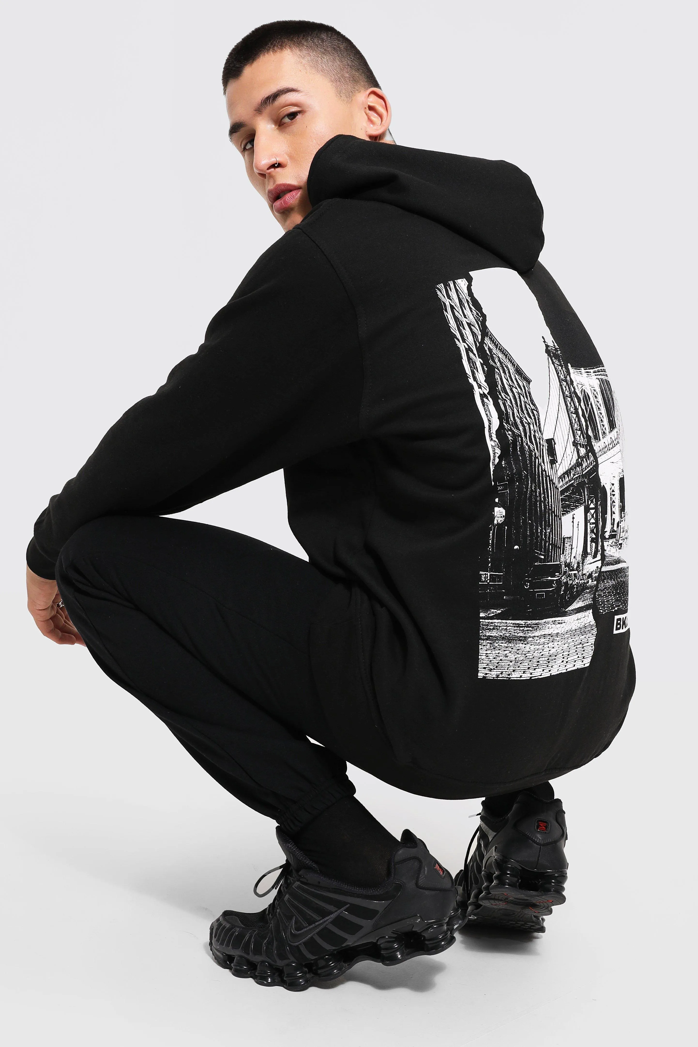 Oversized Brooklyn Scene Back Print Hoodie | boohooMAN UK