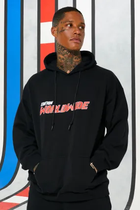 Oversized Worldwide Edition Motor Print Hoodie | boohooMAN UK