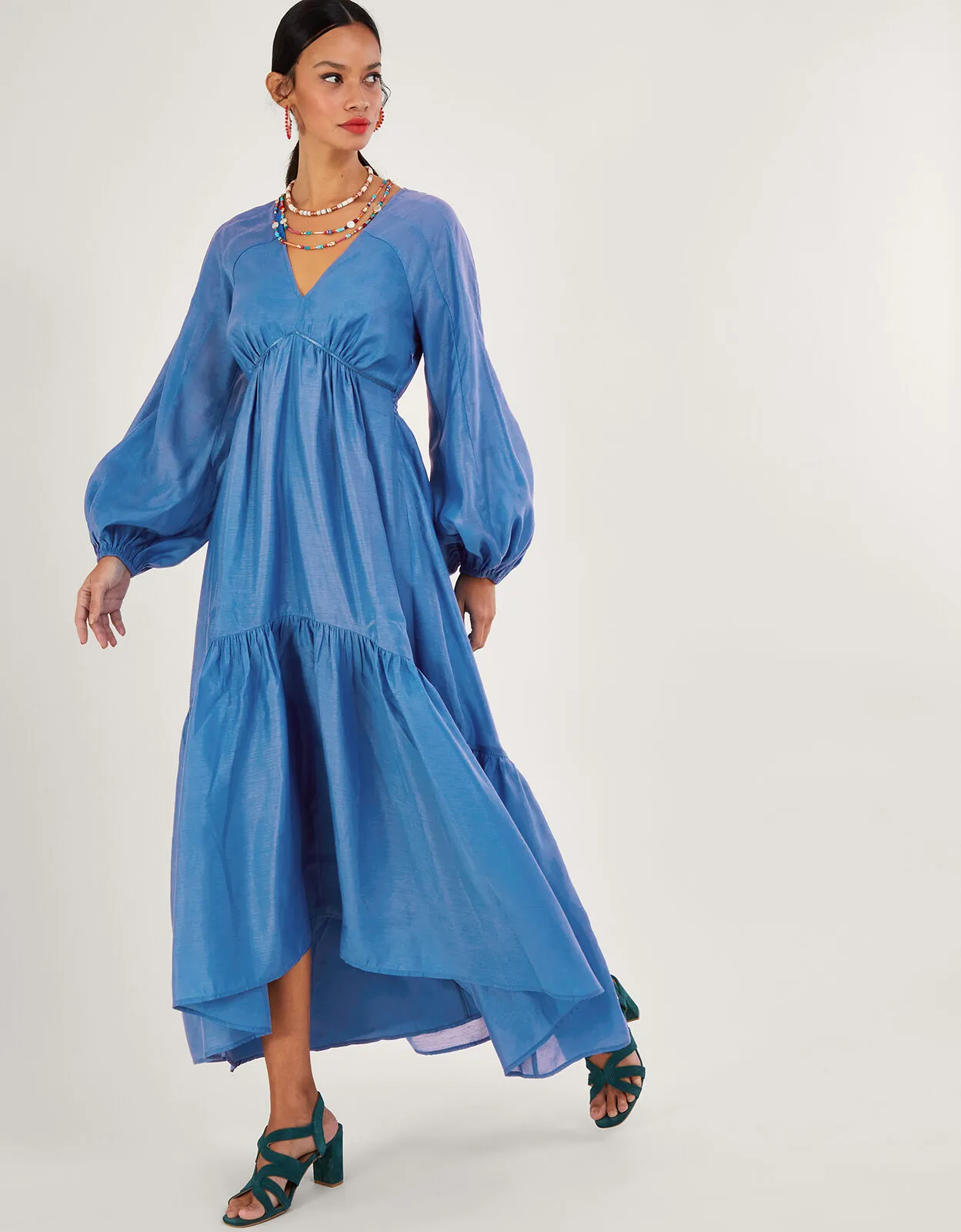 Palmer Maxi Dress in Recycled Polyester Blue