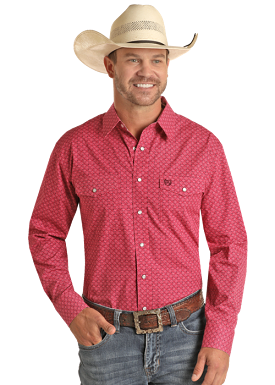 'Panhandle' Men's Geo Print Button Down - Pink