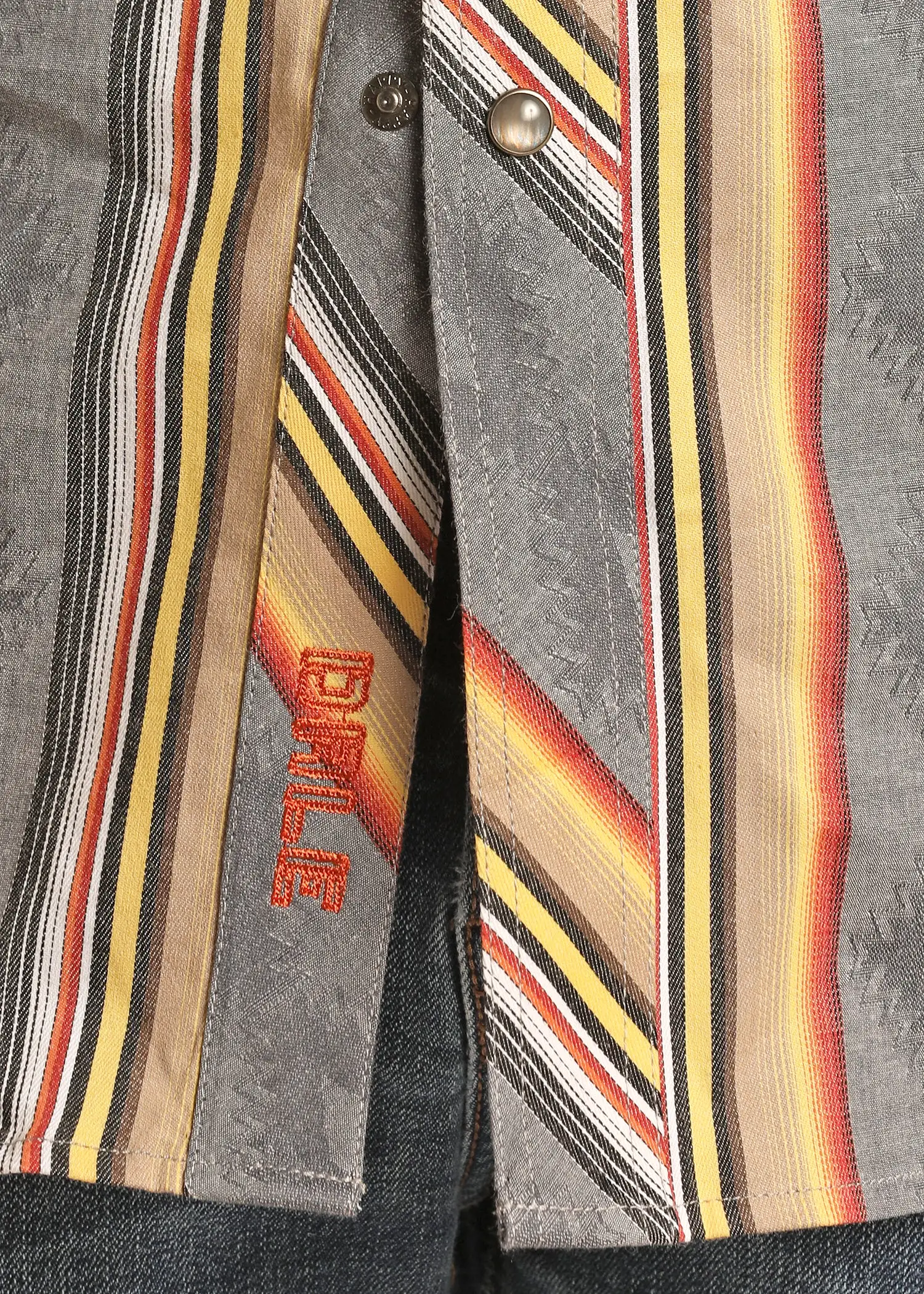 'Panhandle-Rock & Roll' Men's Dale Brisby Serape Stripe Snap Front - Black