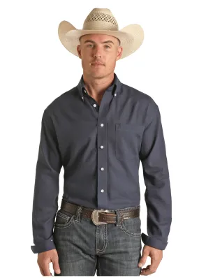 Panhandle Slim Mens Navy Woven Long Sleeve Shirt