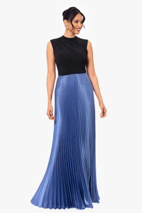 Petite Katrina Long Jersey Knit Pleated Skirt Dress