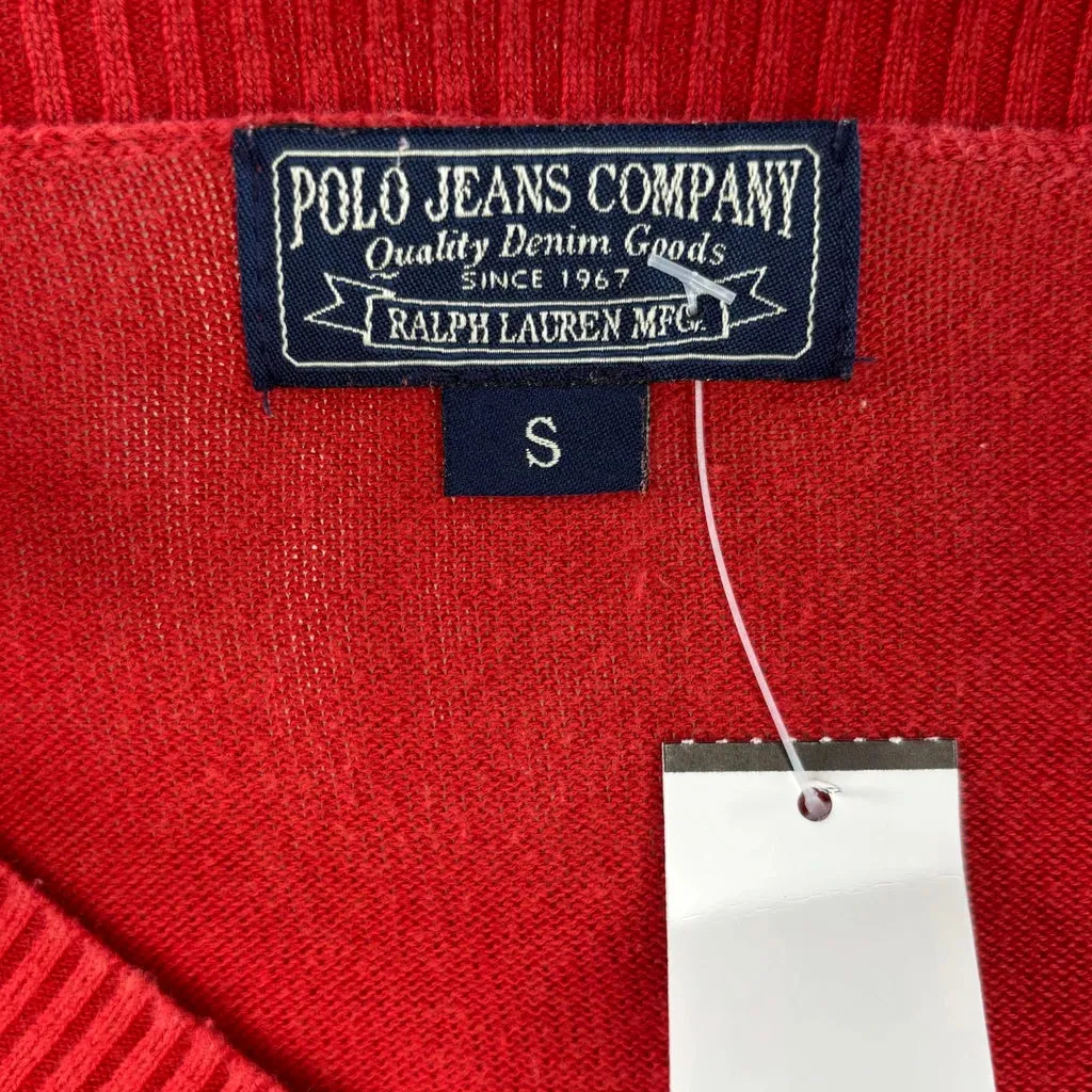 Polo Jeans V-neck Jumper - Small Red Cotton