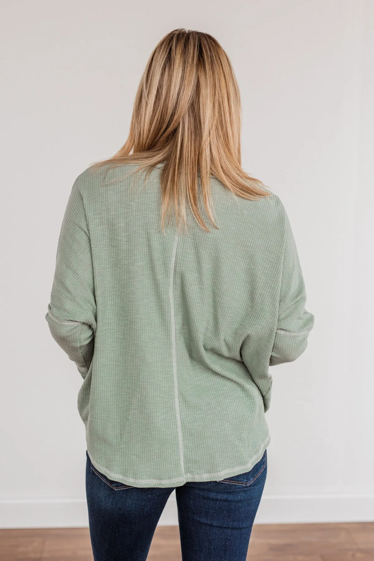 Purely Stunning Long Sleeve Knit Top- Sage