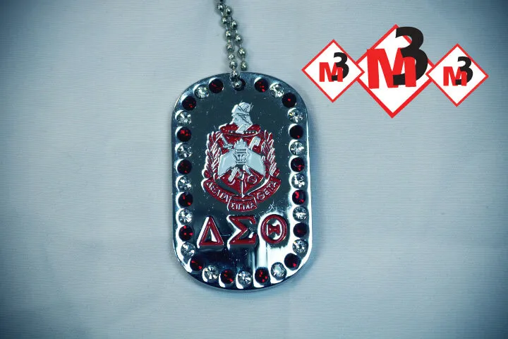 Rhinestone Dog Tags - Delta Sigma Theta