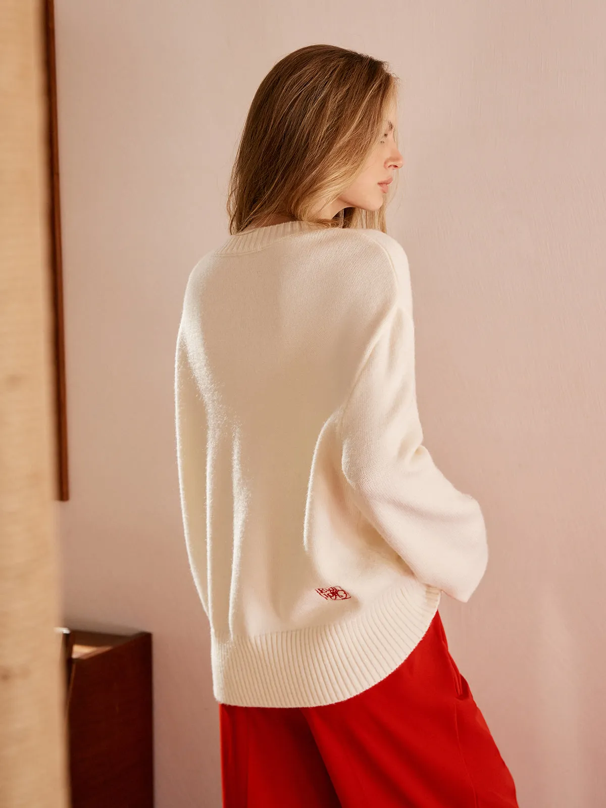 Round Neck Jacquard Sweater