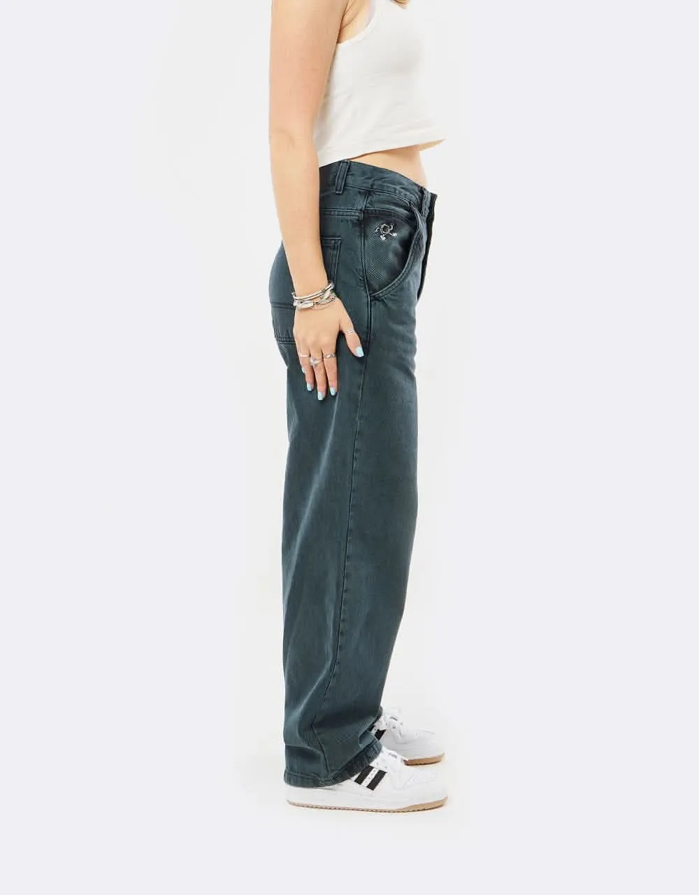 Route One Super Baggy Denim Jeans - Shaded Spruce