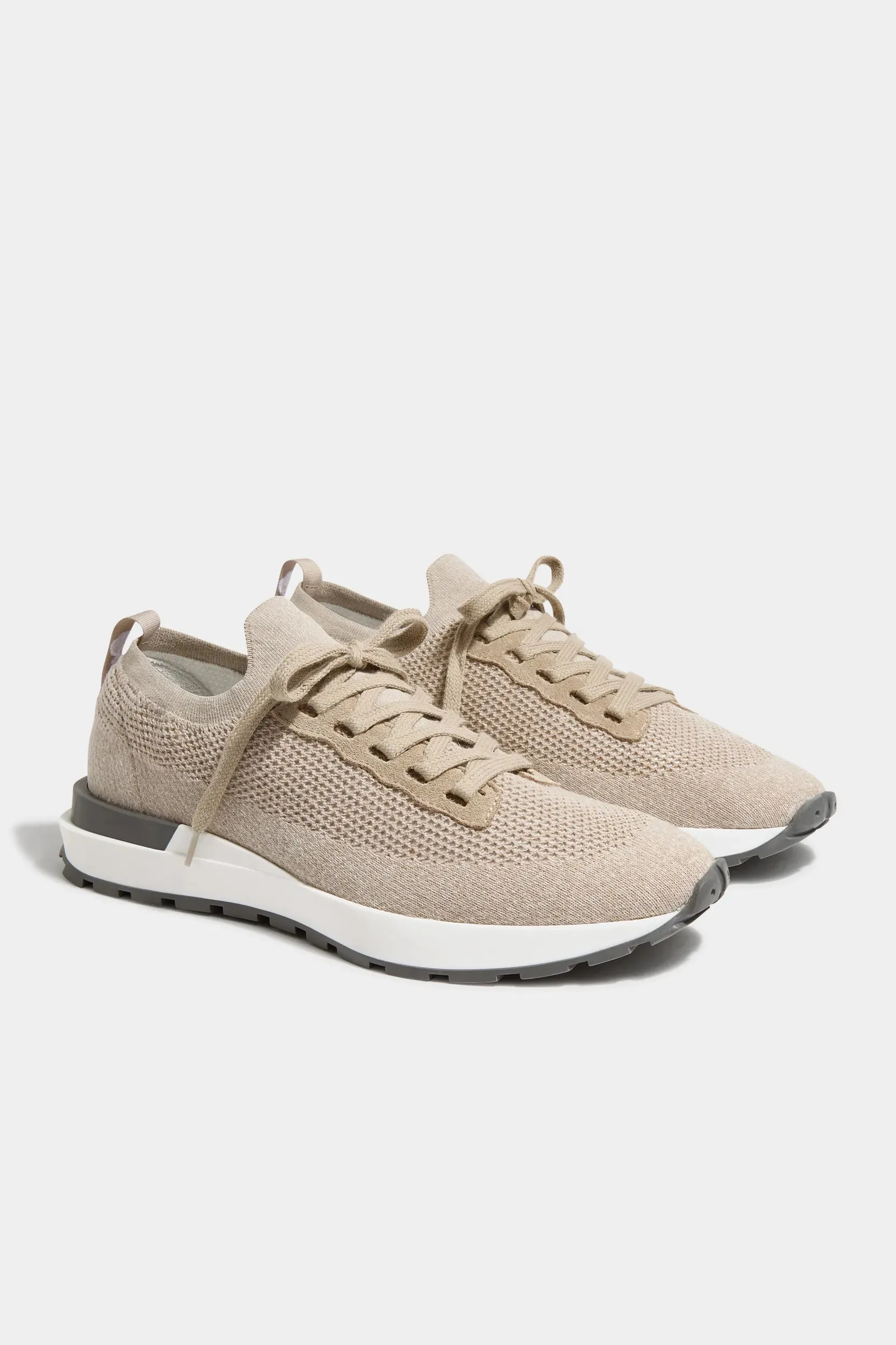 Sand knitted sneakers - Made In Italy