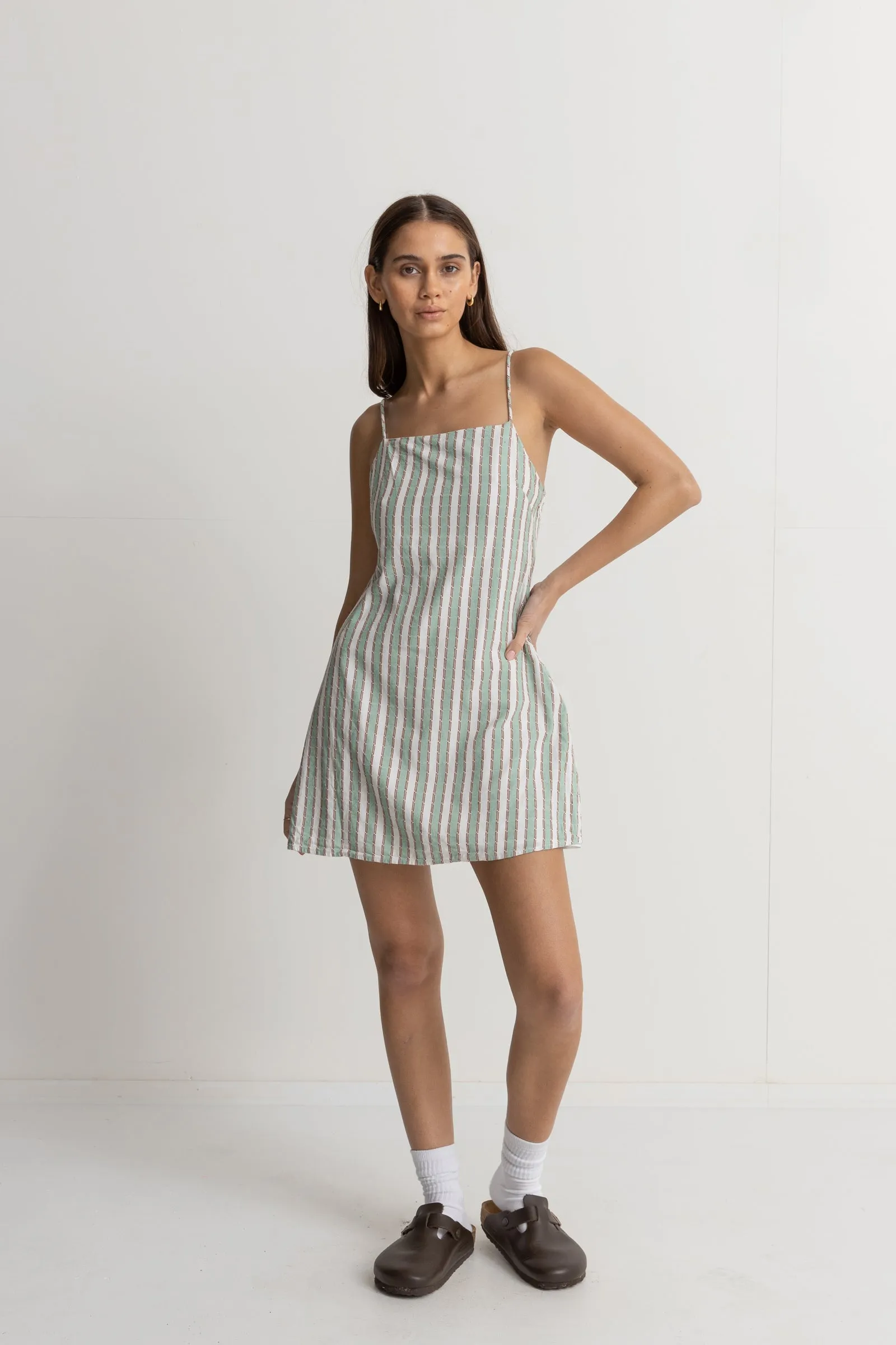 Seascape Stripe Mini Dress Sea Green