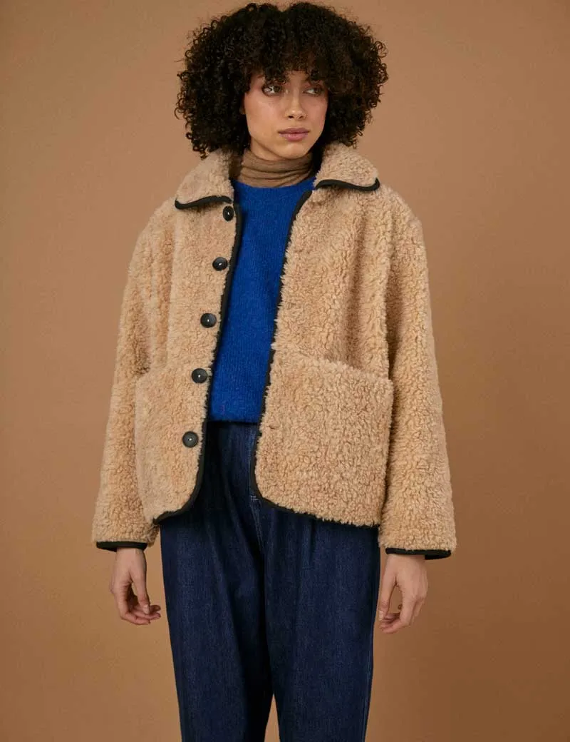 Sideline Greta Wool Shearling Jacket Natural