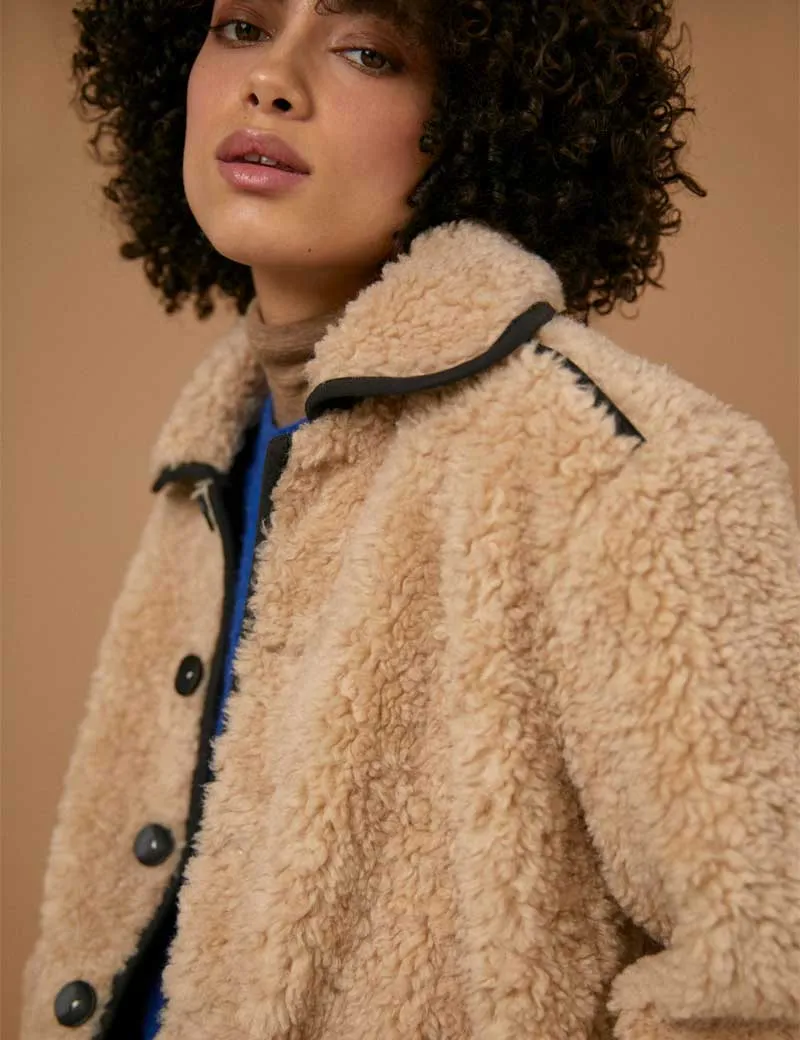 Sideline Greta Wool Shearling Jacket Natural