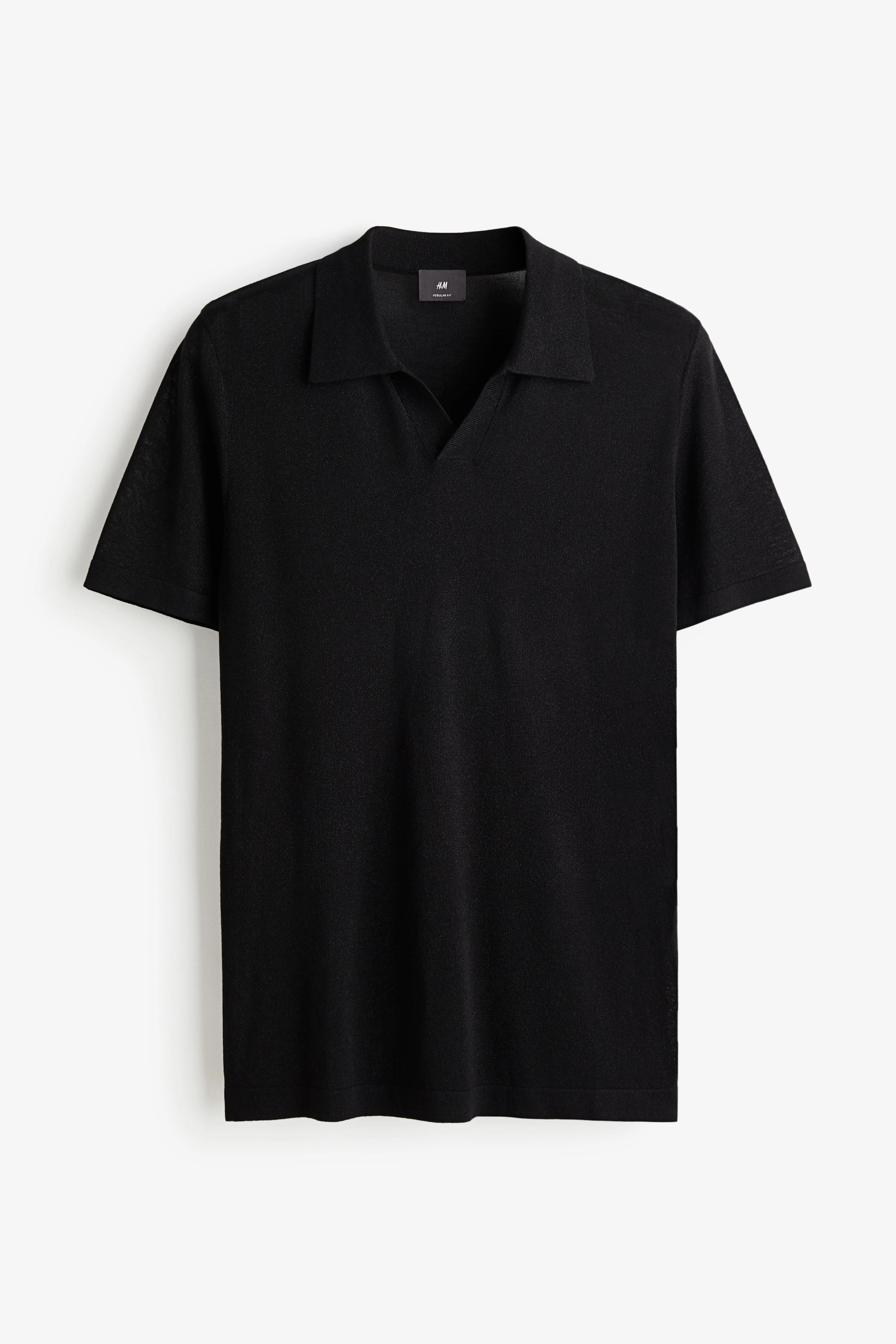 Slim Fit Glittery polo shirt - Short sleeve - Regular length - Black - Men | H&M GB