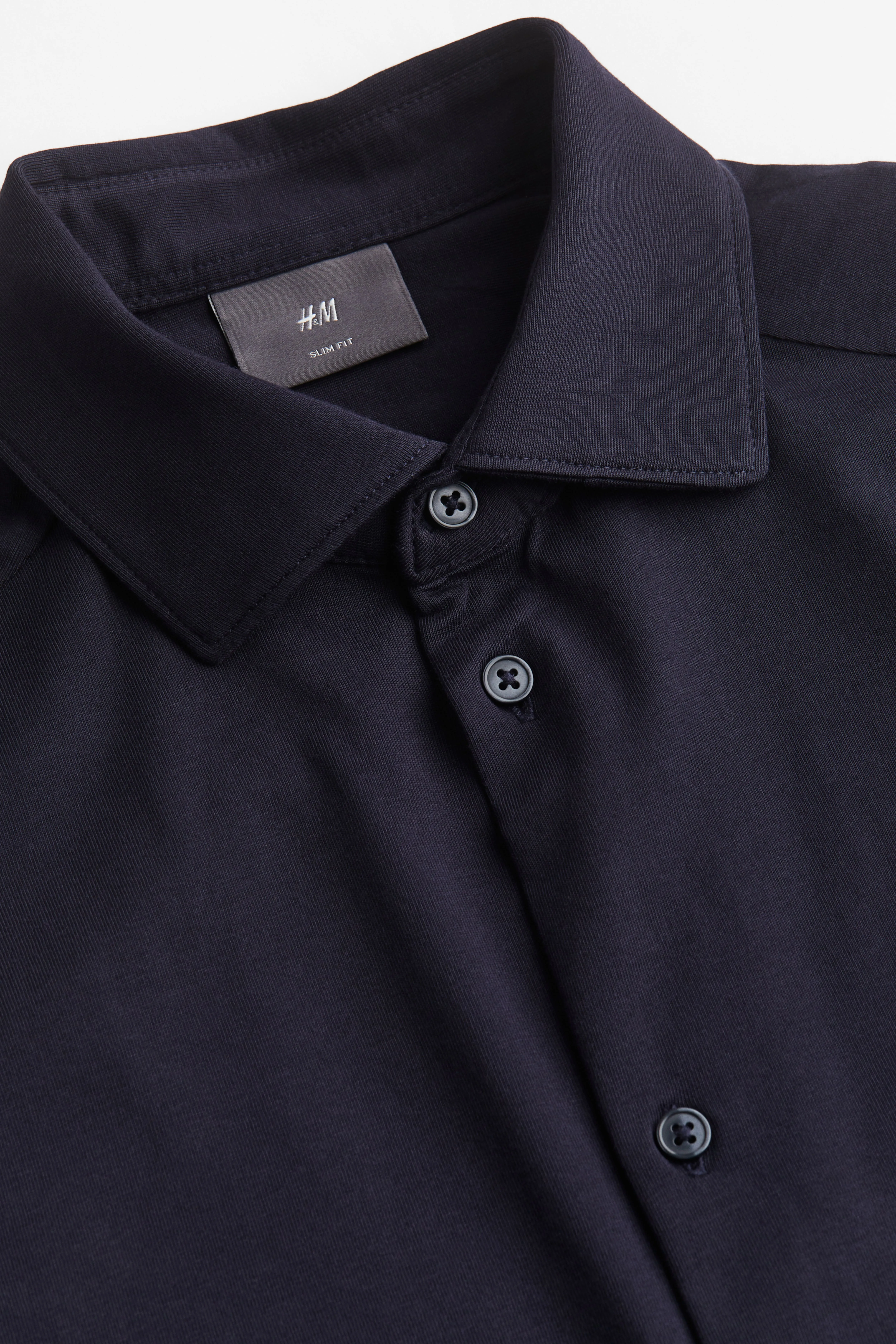 Slim Fit Pima cotton shirt - Long sleeve - Regular length - Navy blue - Men | H&M GB