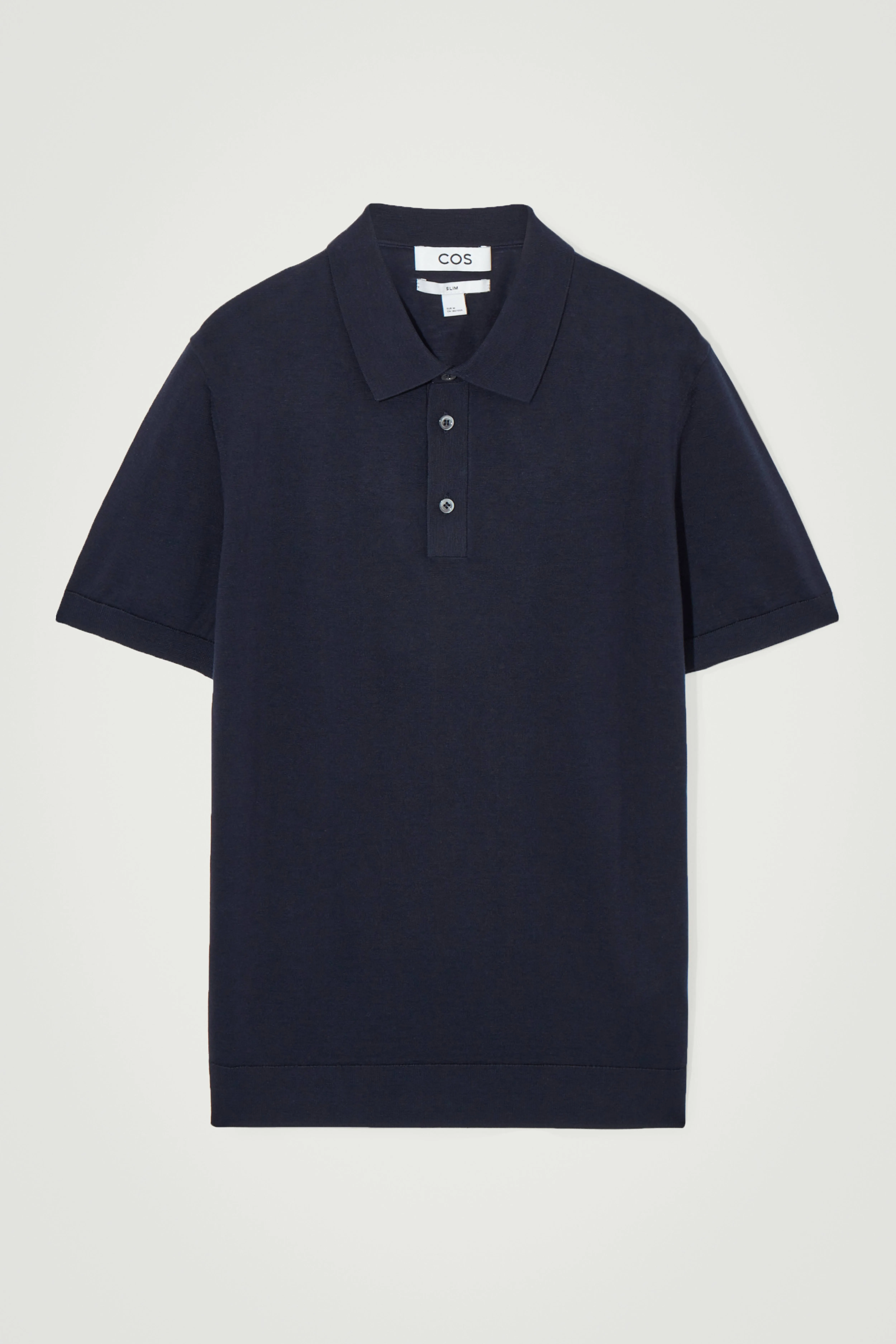 SLIM KNITTED SILK POLO SHIRT - Short sleeve - Regular length - NAVY - Men | H&M GB