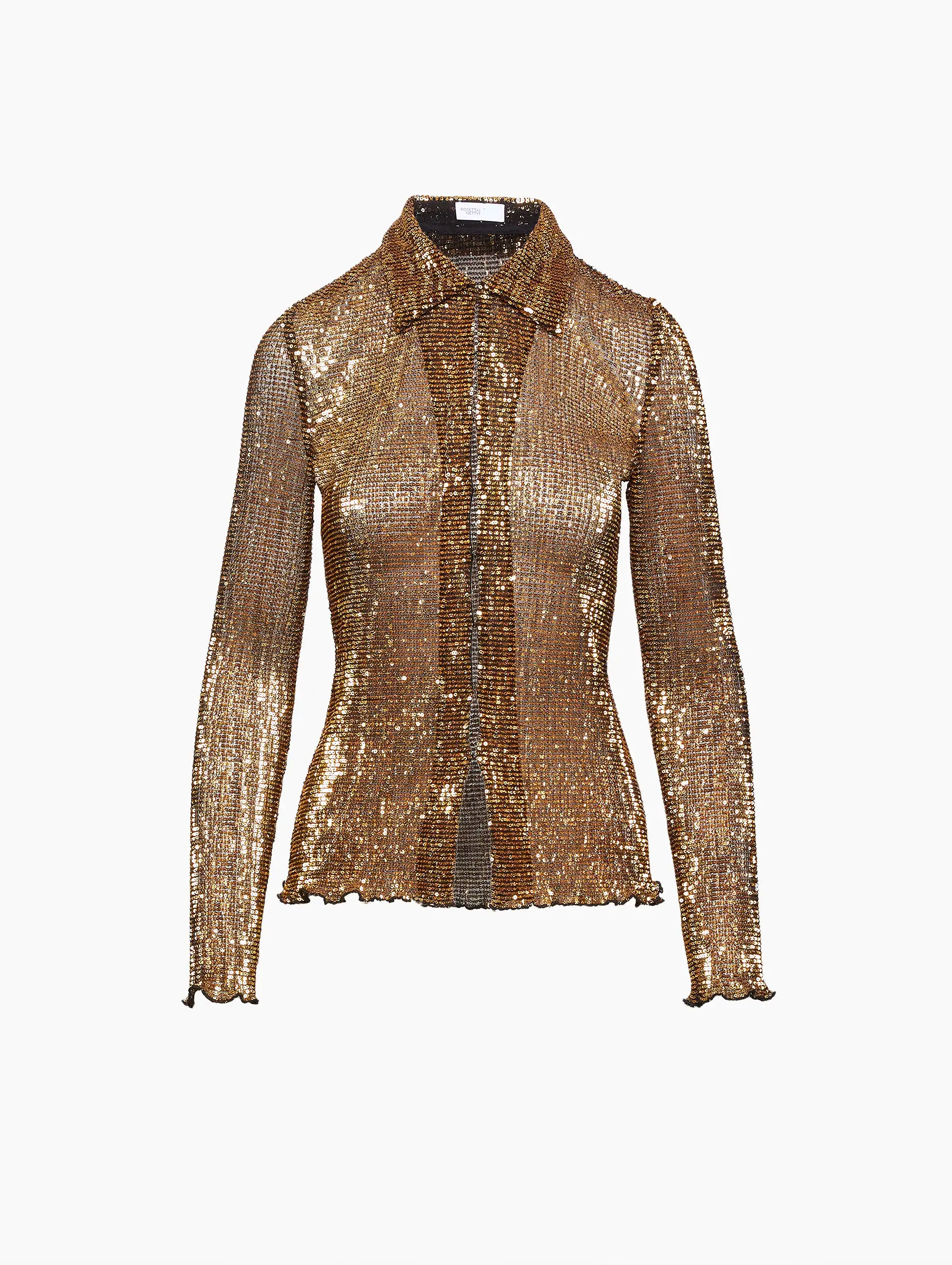 Slim Sequin Mesh Shirt