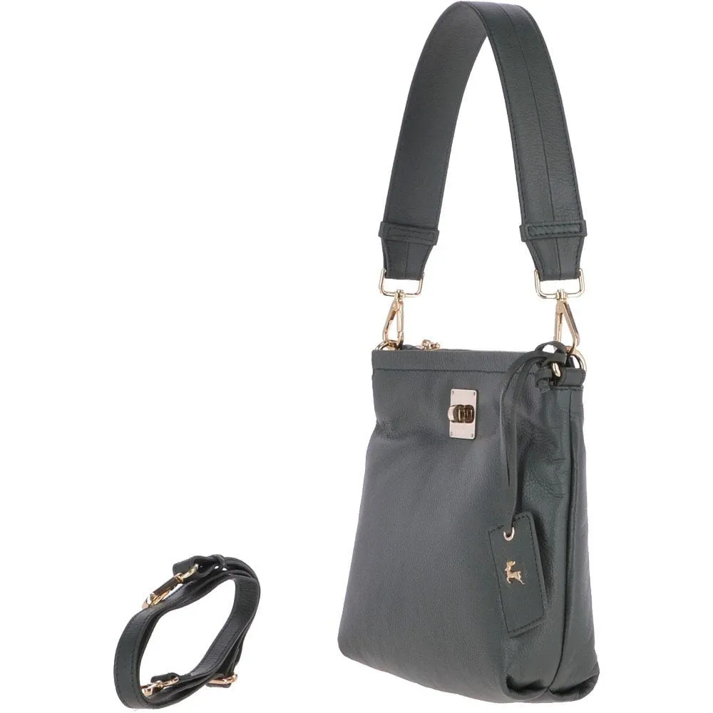 Small Two In One Leather Crossbody Bag & Shoulder Bag Bottle Green : 62539