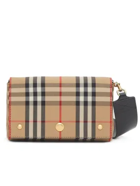 Small Vintage Check and Leather Crossbody Bag