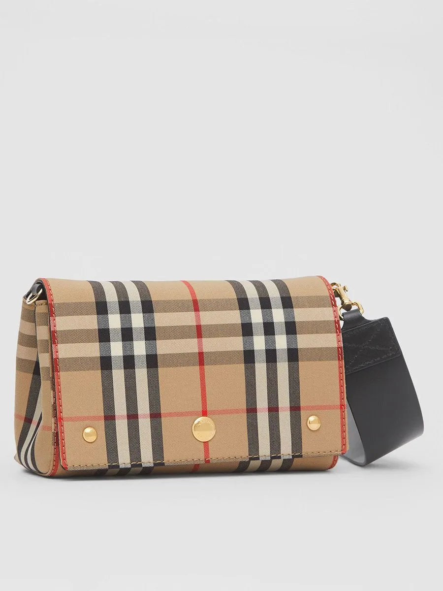 Small Vintage Check and Leather Crossbody Bag