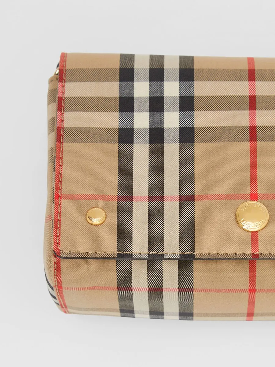 Small Vintage Check and Leather Crossbody Bag