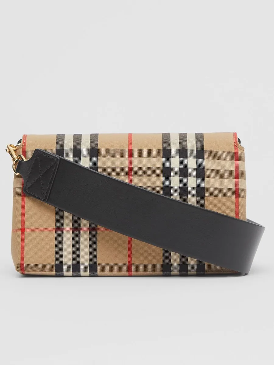 Small Vintage Check and Leather Crossbody Bag