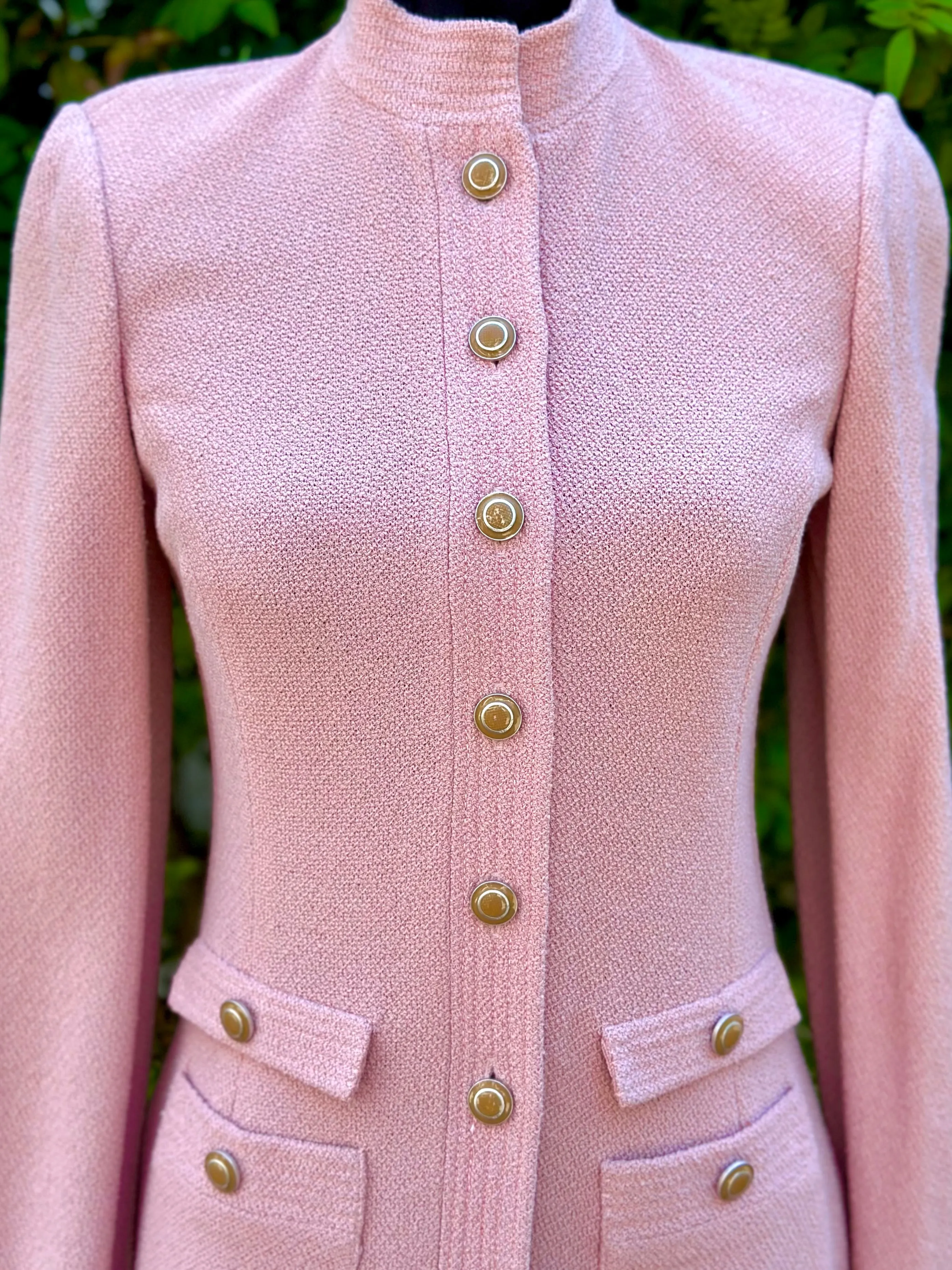 ST. JOHN Blush Pink Longline Cardigan With decorative buttons Size 2 (pre-owned)