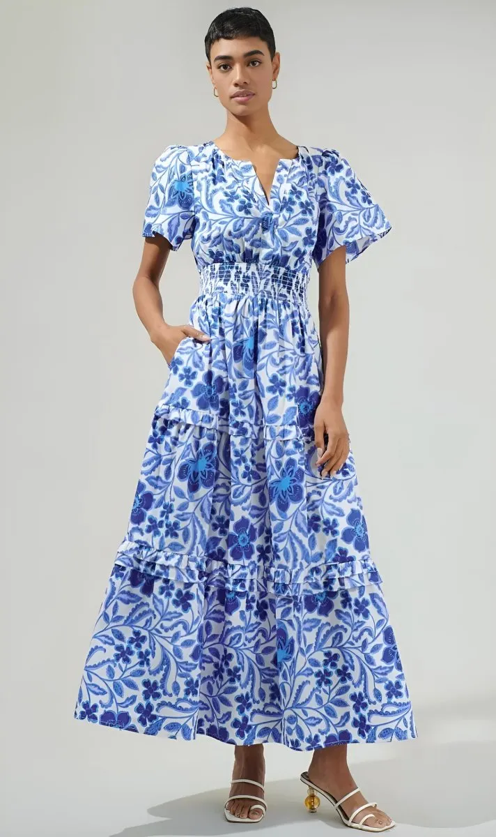 Sugarlips- Celeste Floral Palmer Poplin Tiered Maxi Dress (Final Sale)