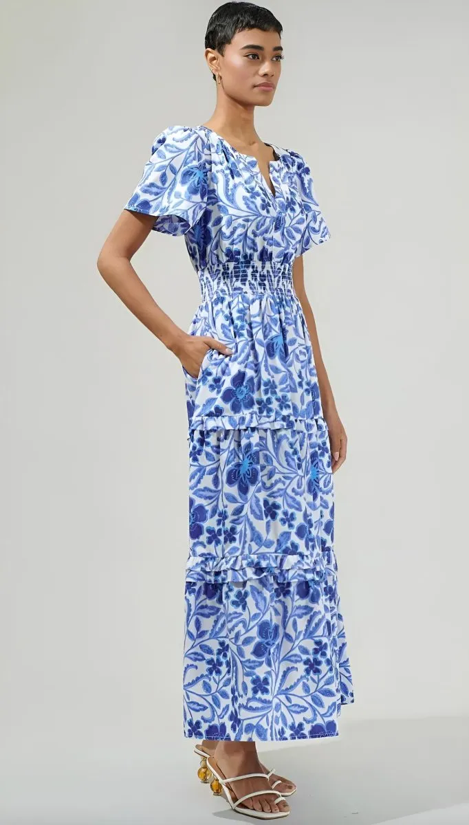 Sugarlips- Celeste Floral Palmer Poplin Tiered Maxi Dress (Final Sale)