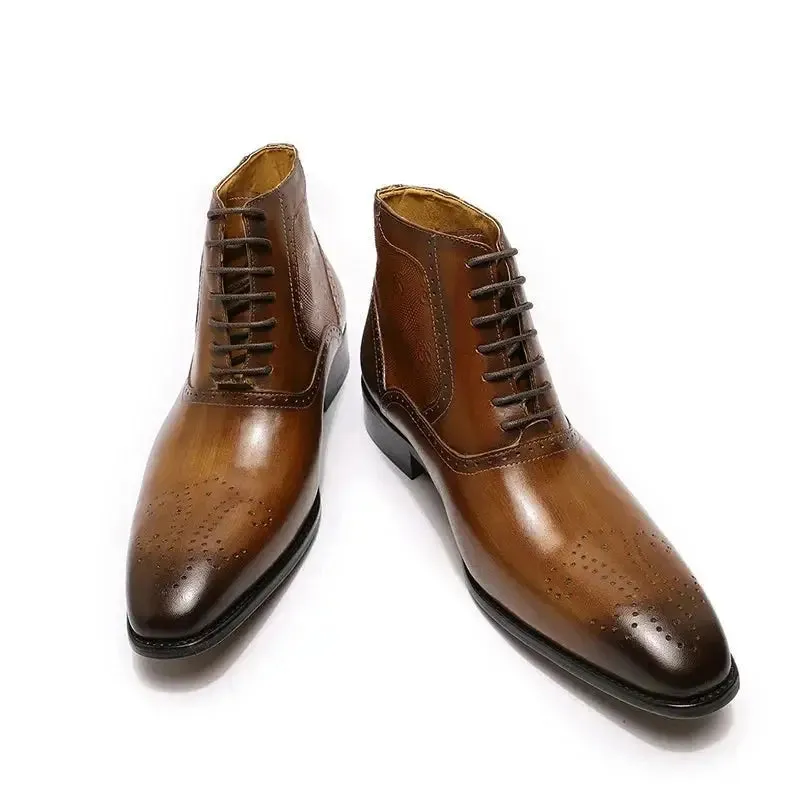 The Byaro - Men's Italian Leather Brogue Dress Boots