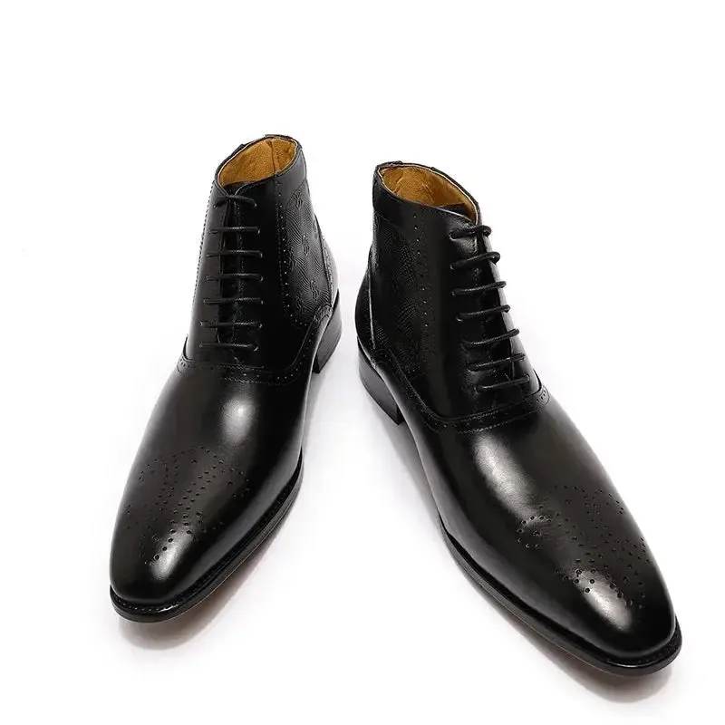 The Byaro - Men's Italian Leather Brogue Dress Boots