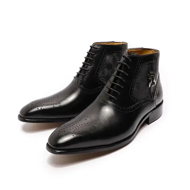 The Byaro - Men's Italian Leather Brogue Dress Boots