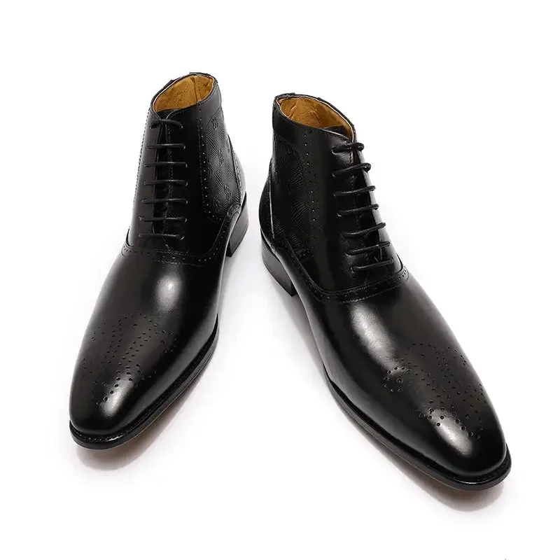 The Byaro - Men's Italian Leather Brogue Dress Boots