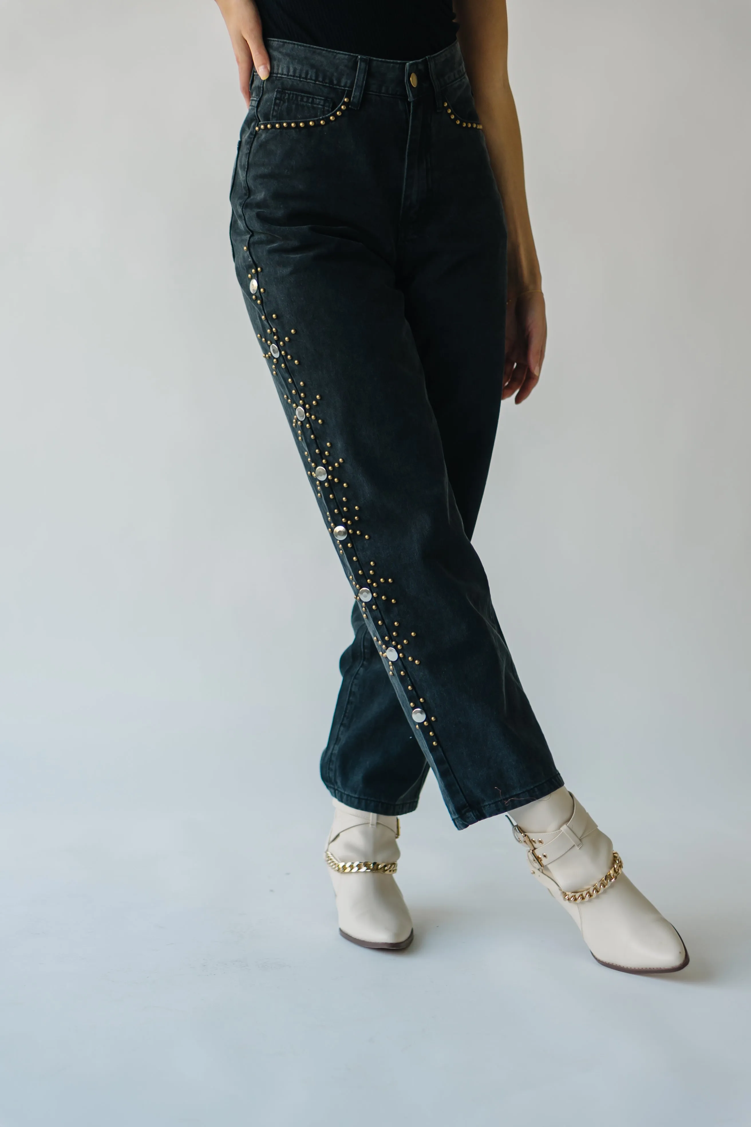 The Farrens Stud Detail Pant in Black